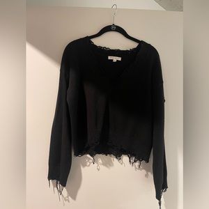 Distressed cropped sweater